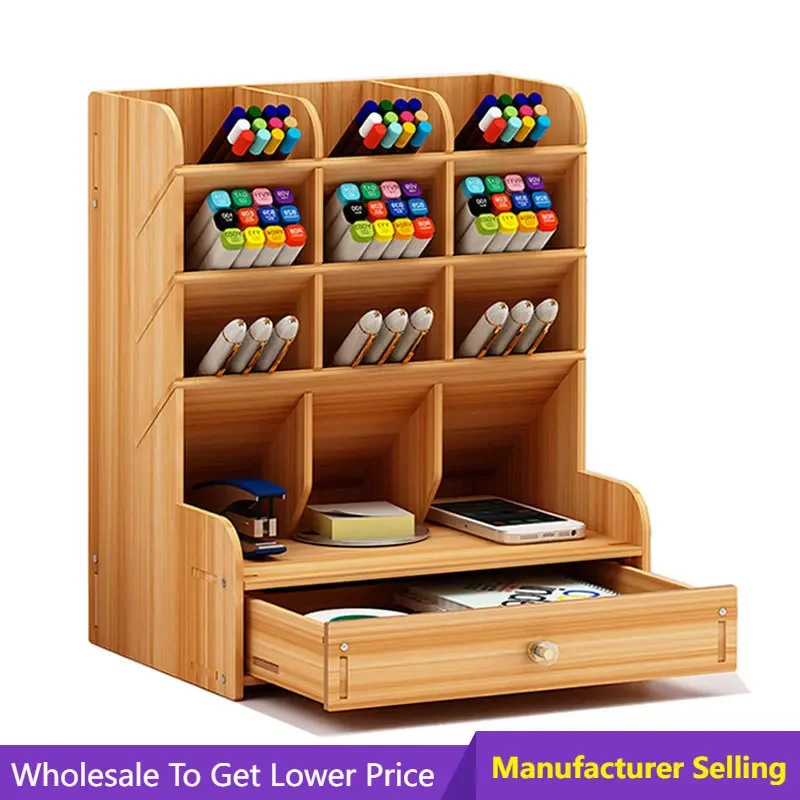 

Pen Holder Storage Box Office Desk Stationery Box Wooden Organizer Box Pens Office Storage Pencil Holders Desk Storage