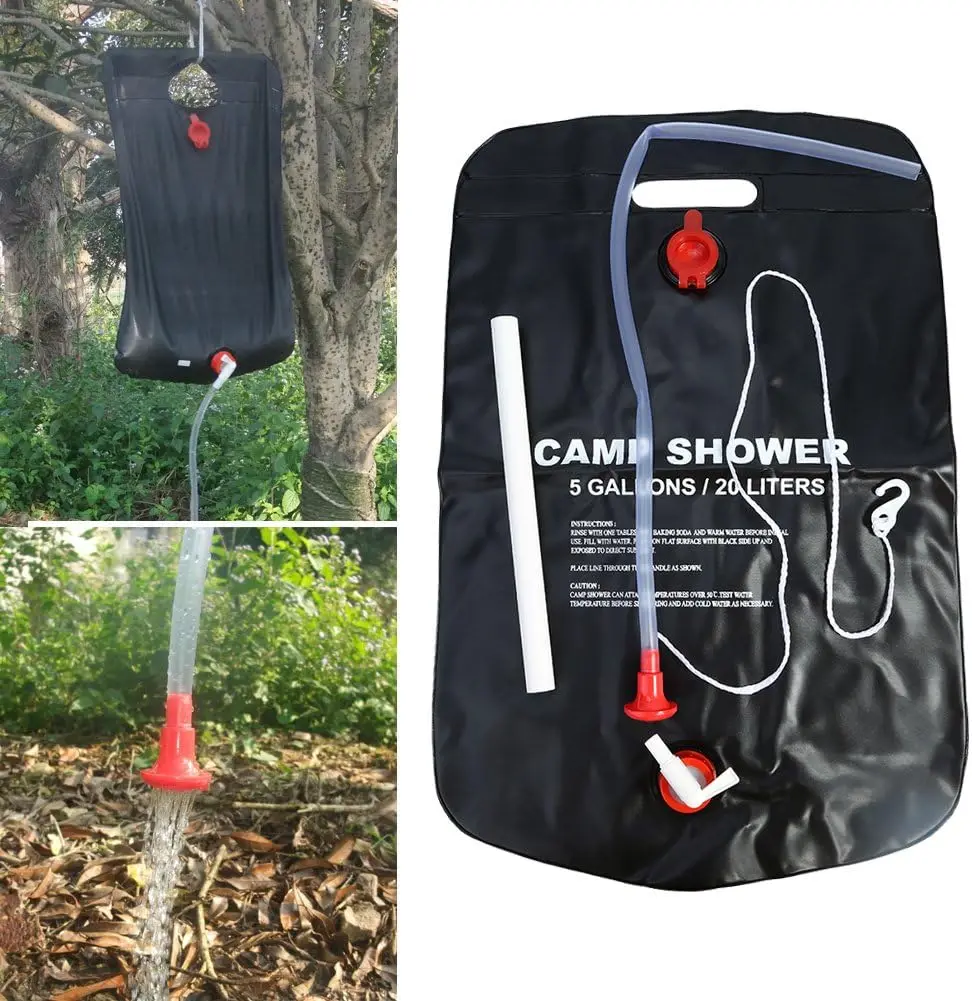 20L Solar Shower Bag Portable Camping Shower Set for Hiking/Camping/Poo-Outdoor Water Heating Solution