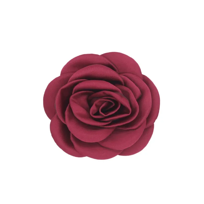 Korean Fabric Flower Brooches for Women Handmade Camellia Corsage Lapel Pins Cardigan Accessories Wedding Party Jewelry