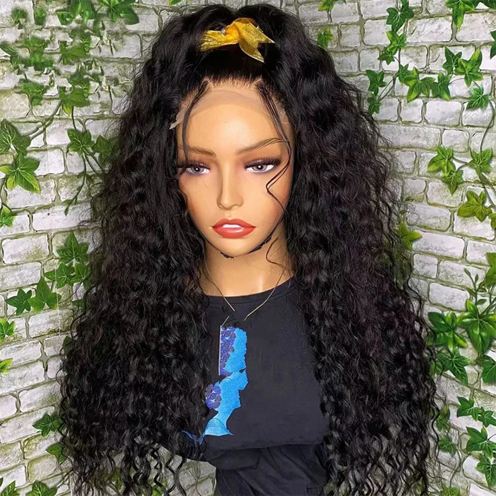 

26Inch Glueless Black Kinky Curly Soft 180Density Long Lace Front Wig For Black Women BabyHair Heat Resistant Preplucked Daily