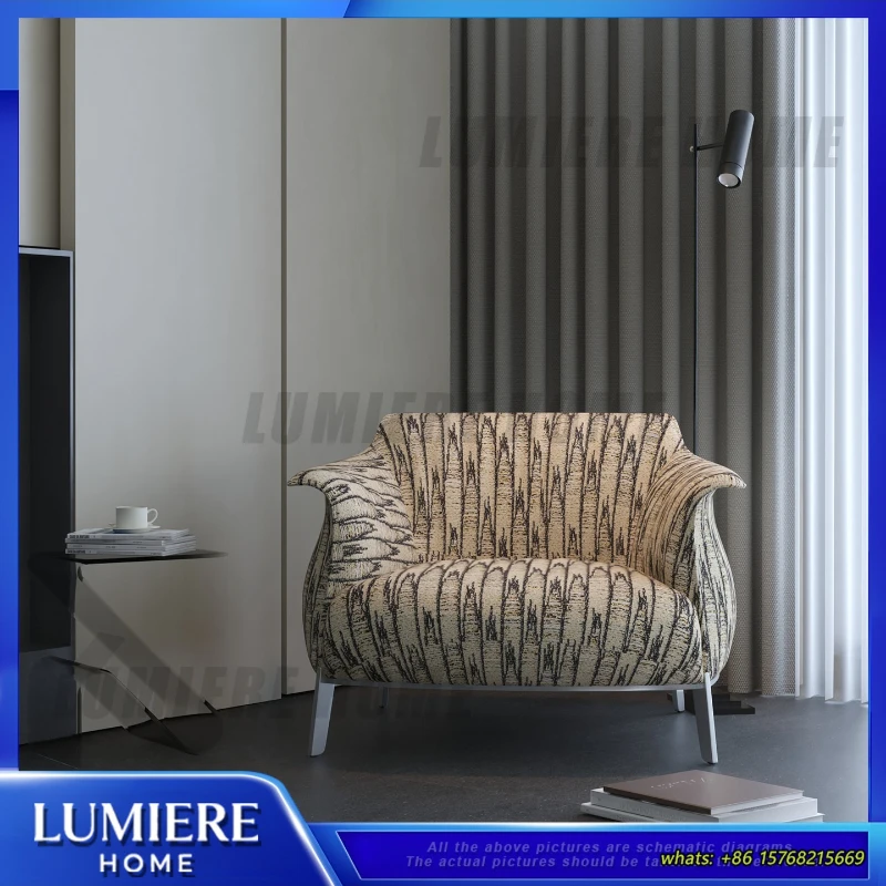 

French Retro Luxury Living Room Armchair Comfortable Single Sofa for Bedroom Balcony Lounge Elegant Designer Style Modern