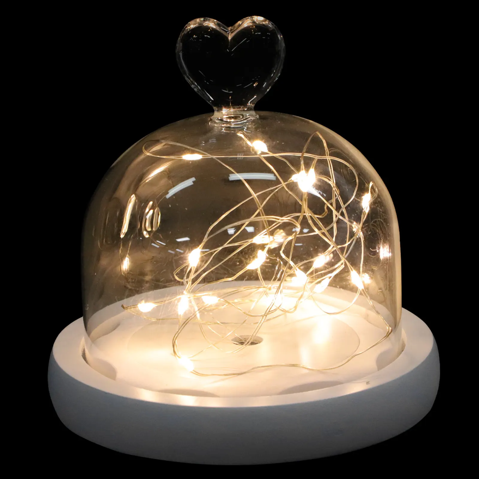 ledベース付きのプリザーブドフラワー・ガラスドーム・ナイトライト。エレガントな卓上装飾。永遠の花を閉じ込めたガラス製のベルジャー。