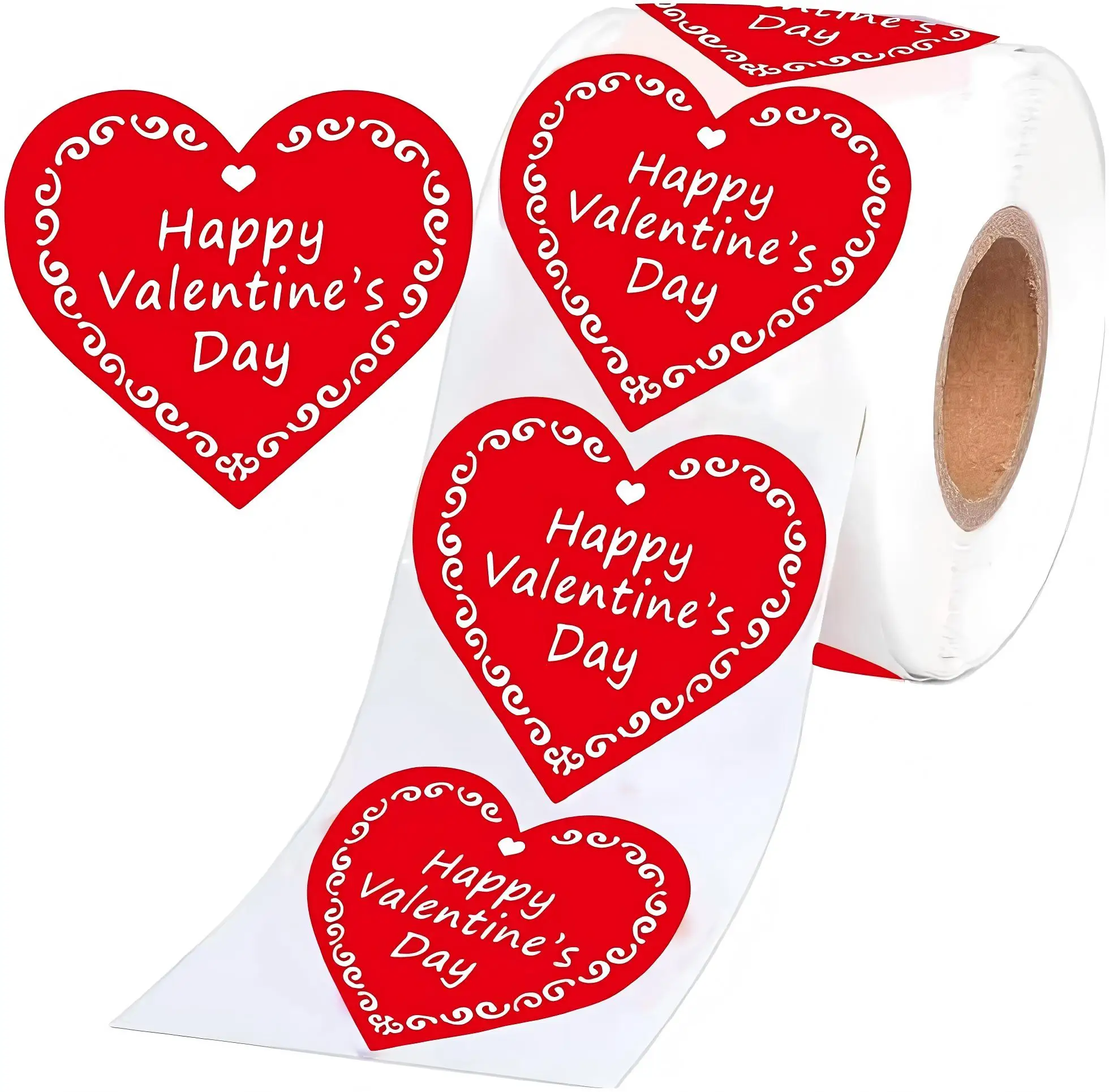 

Happy Valentine Stickers - Red Heart Shaped 500 Labels Per Roll (red, 1.5Inch)