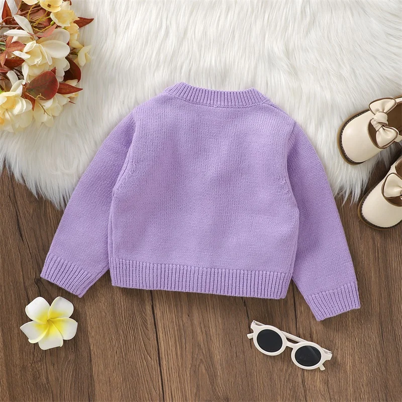 Newborn Baby Girls Sweater Coat 2023 Autumn Winter Fashion Flower Girls Knitted Cardigan Coat Outerwear Toddler Clothing