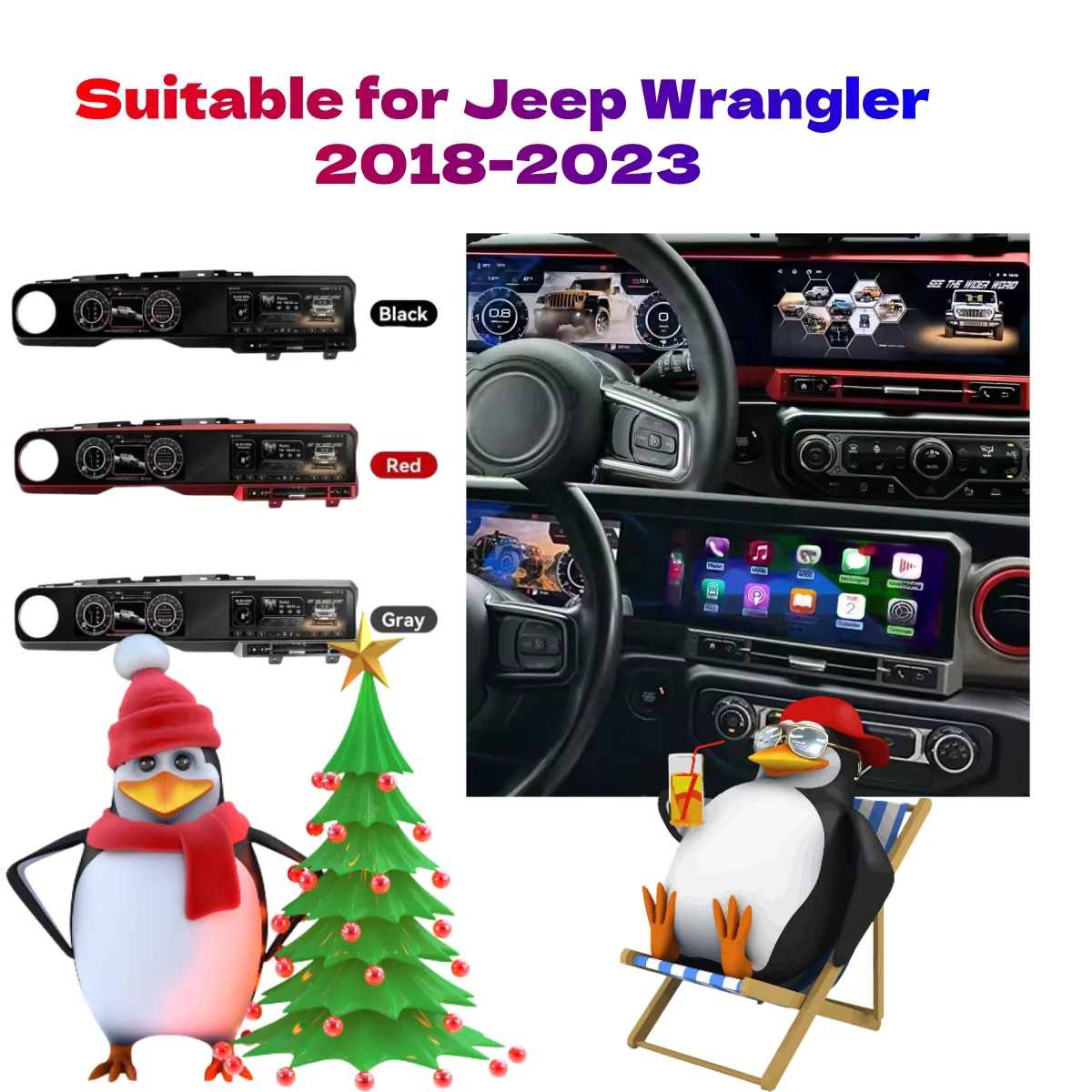 

24.6 inch Dual Touch Screen Car Radio For JEEP Wrangler 2018-2023 Carplay GPS Navigation Android Multimedia Video Player 4G unit