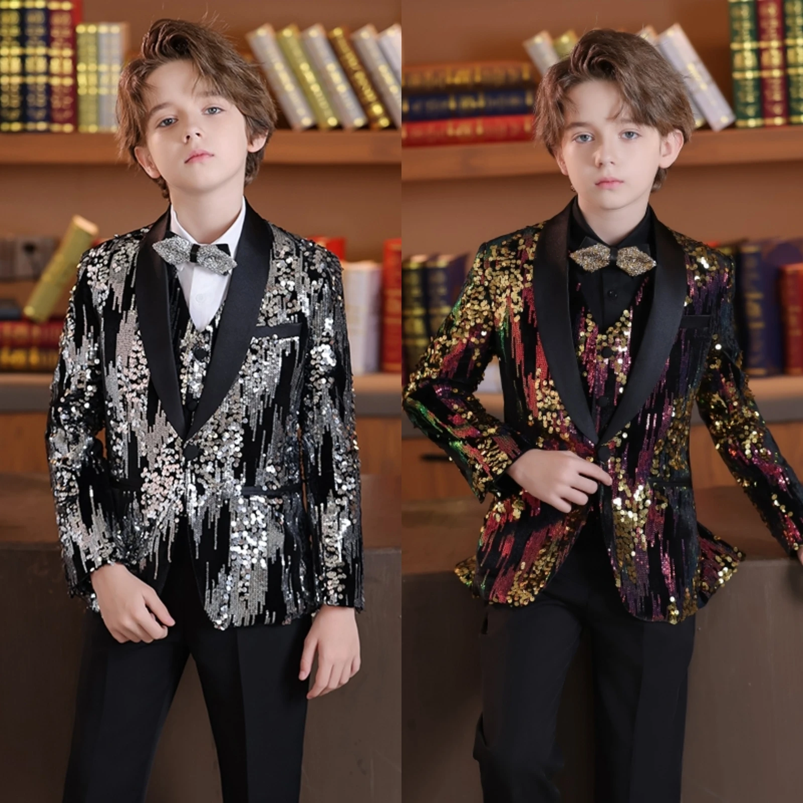 Children's suit, boy's handsome suit, Korean version of flower girl catwalk dress, little boy hosting piano performance costume