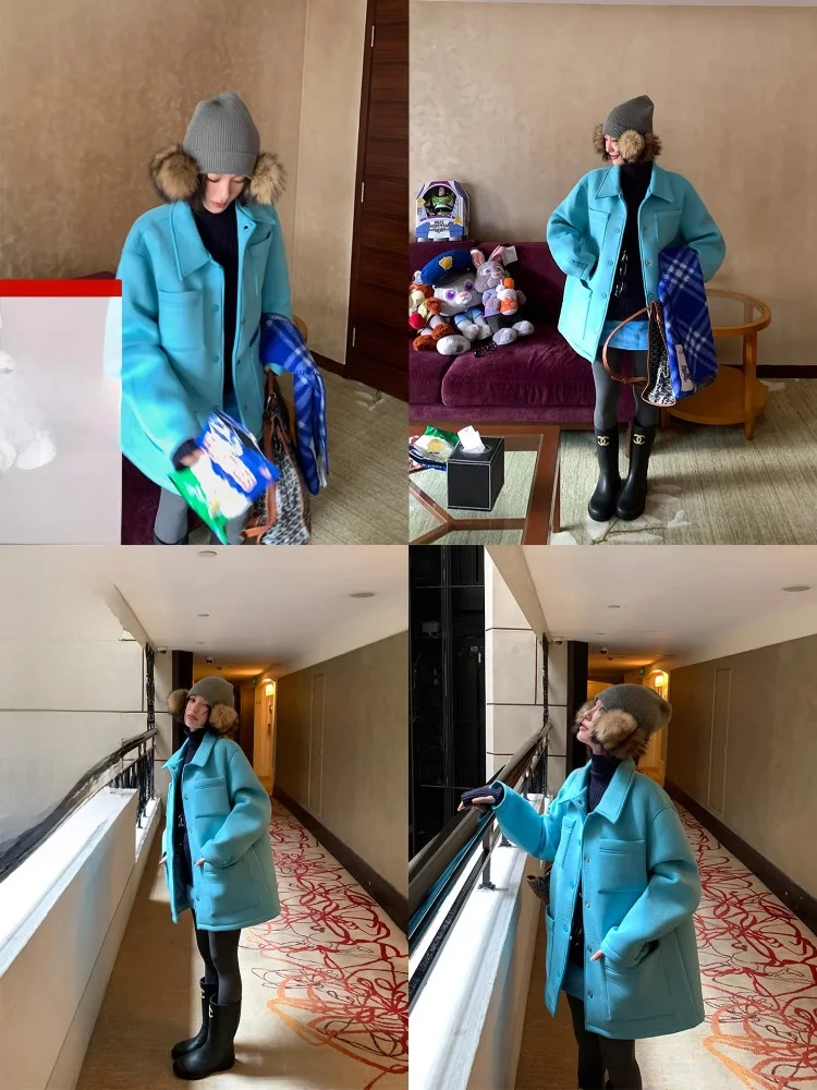 

DULA Good Home Snow Country Blue Space Cotton Женская зимняя куртка свободного кроя из тонкого хлопка