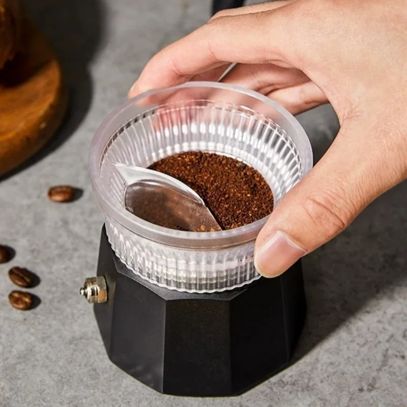 2/3/4/6 Cup Moka Pot Tamper Rotating Powder Dosing Ring Round Coffee Anti-Flying Powder Distributor Leveler Coffee Accessories