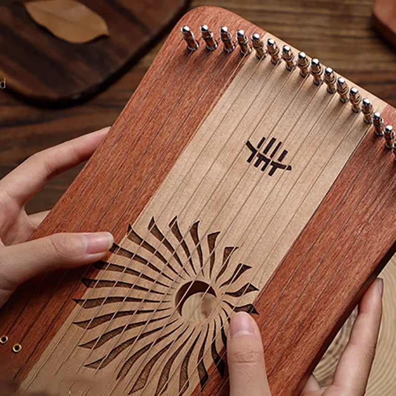 Lyre 31 Strings Mini Thumb Kalyre 17 Kalimba Strings Finger Harp Wood Creative Finger Lyre Beginner Musical Instrument Gift