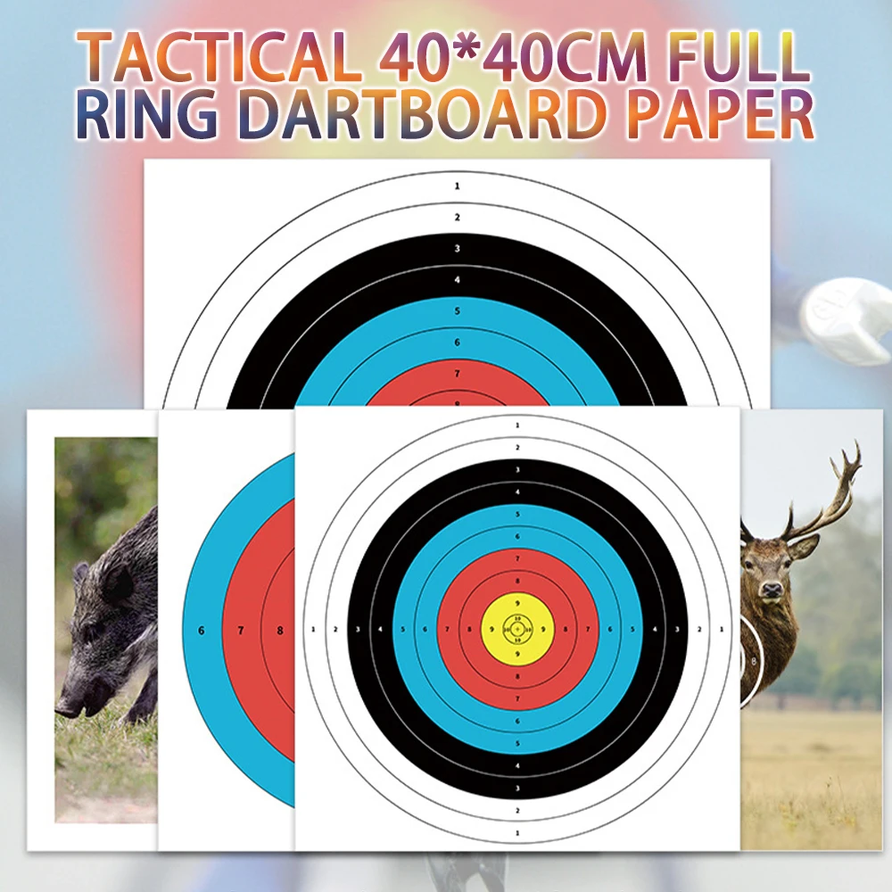 

10pcs Tactical 40*40cm Targets Paper Airsoft Practice Training Full Ring Bow Arrow Papers Hunting Paintball Shooting Accessories