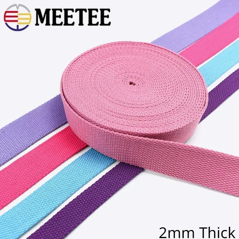 8Meters 20-50mm 2mm Thick Cotton Webbing Tapes Canvas Webbings Ribbon for Sewing Clothing Belt DIY Bags Strap Band Accessories