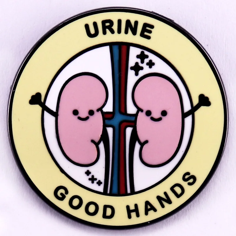 GOOD HANDS Hard Enamel Pin Kidney Badge Medical Brooch Gift Accessories for Doctors and Nurses