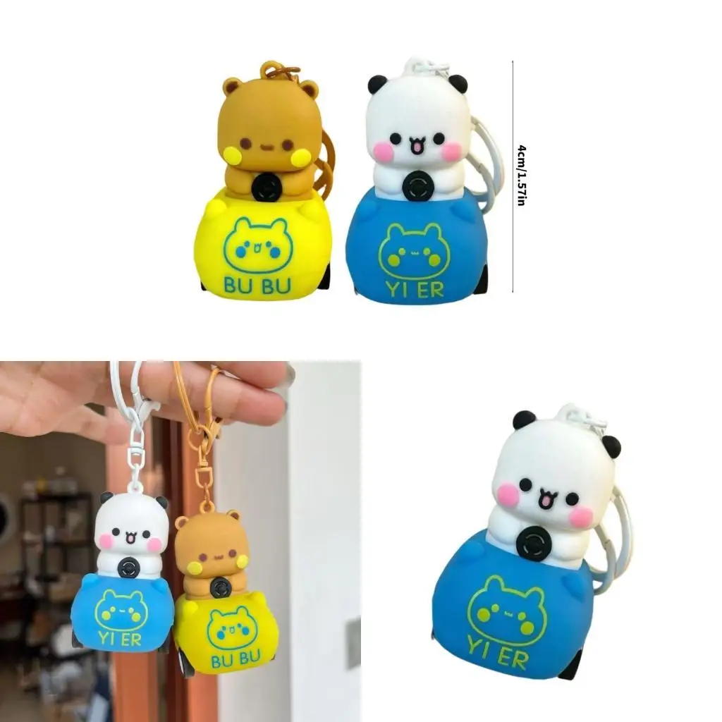 1pc/2pcs Cartoon Panda Inspired Resin Keychain Pendant For Secure Management