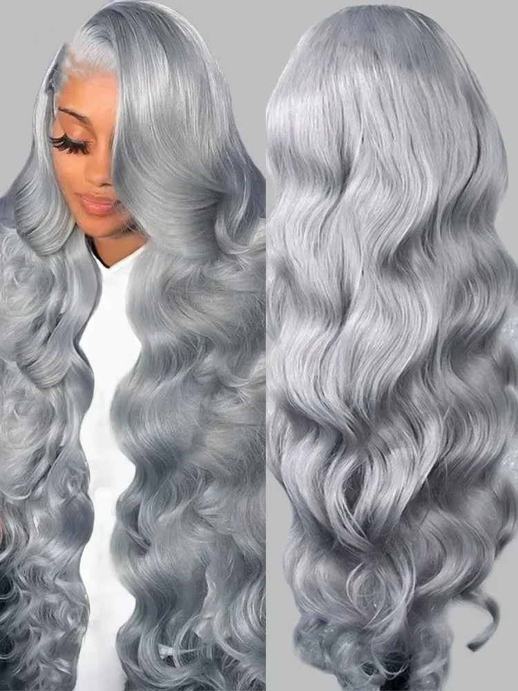 

Вьетнамский серебристо-серый парик фронта шнурка человеческих волос 13x4 13x6 парик фронтальной части шнурка объемная волна блондинка цветные парики человеческих волос для женщин