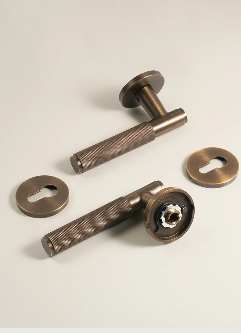 Dooroom Messing-Türschloss-Set, gerändelt, Schnuller, Durchgang, Sichtschutz, Schlafzimmer, Wohnzimmer, Badezimmer – Detail 13