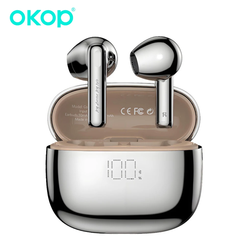 

OKOP Bluetooth Headset,Music Digital Display Headset,Bluetooth 5.3 Call Headset,Comfortable Wearing Noise Reduction AI Headset