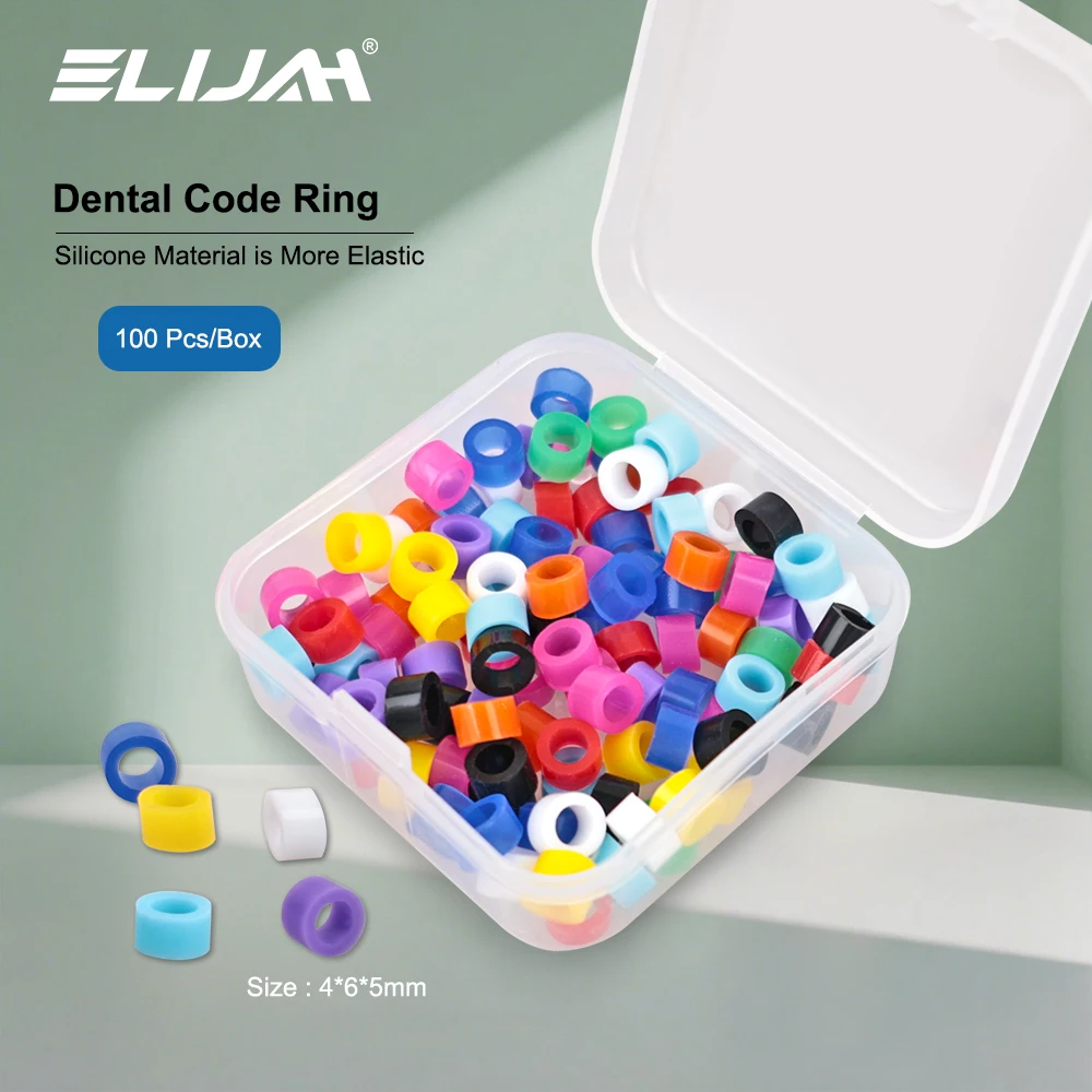 

ELIJAH 100Pcs/box Dental Silicone Code Rings Autoclavable Colorful Code Rings High-temperature Sterilization Dentistry Tools