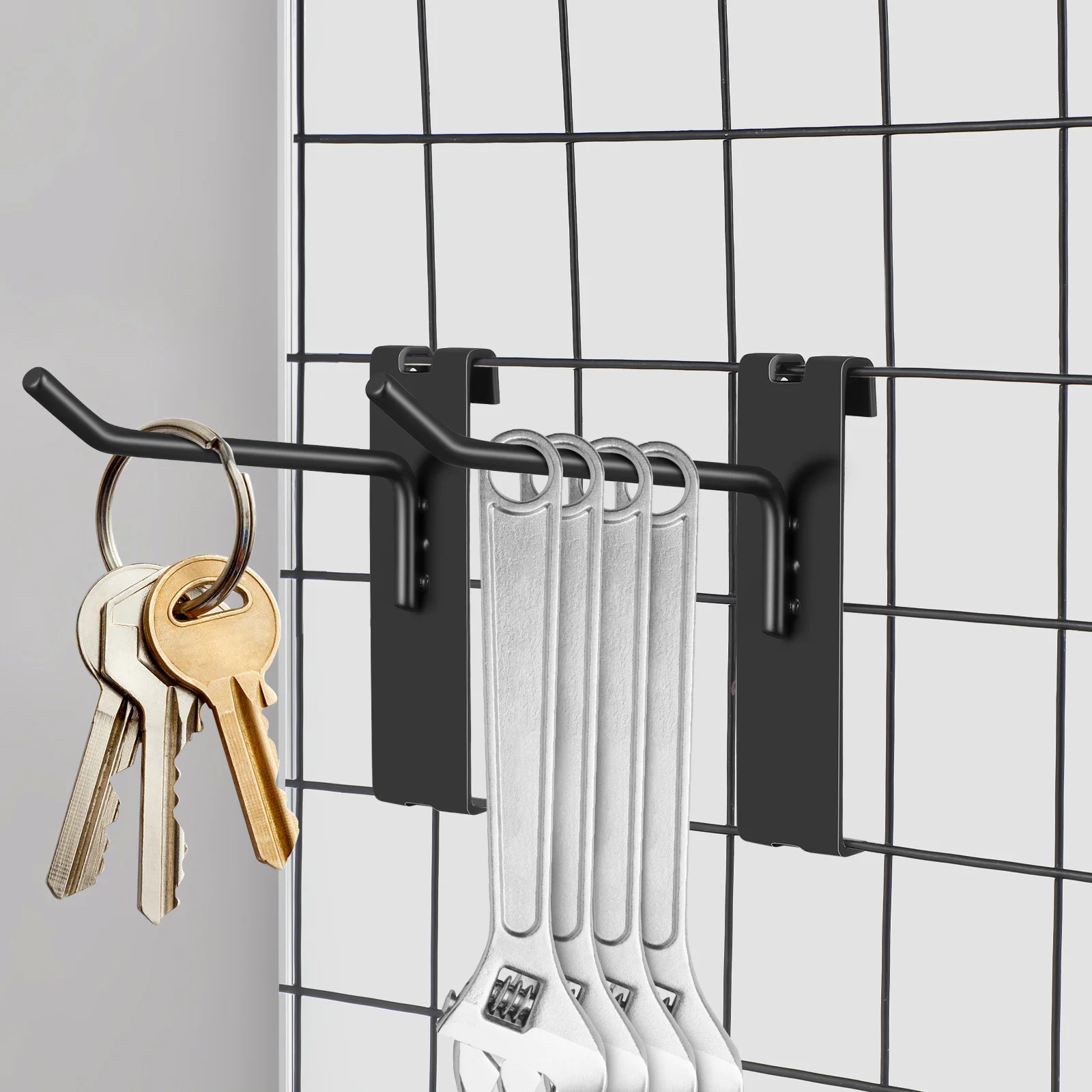 

12Pcs Grid Wall Hooks Thickened Iron Hooks with Round Cap Safe Secure Display Hangers for Wire Shelving Retail Use