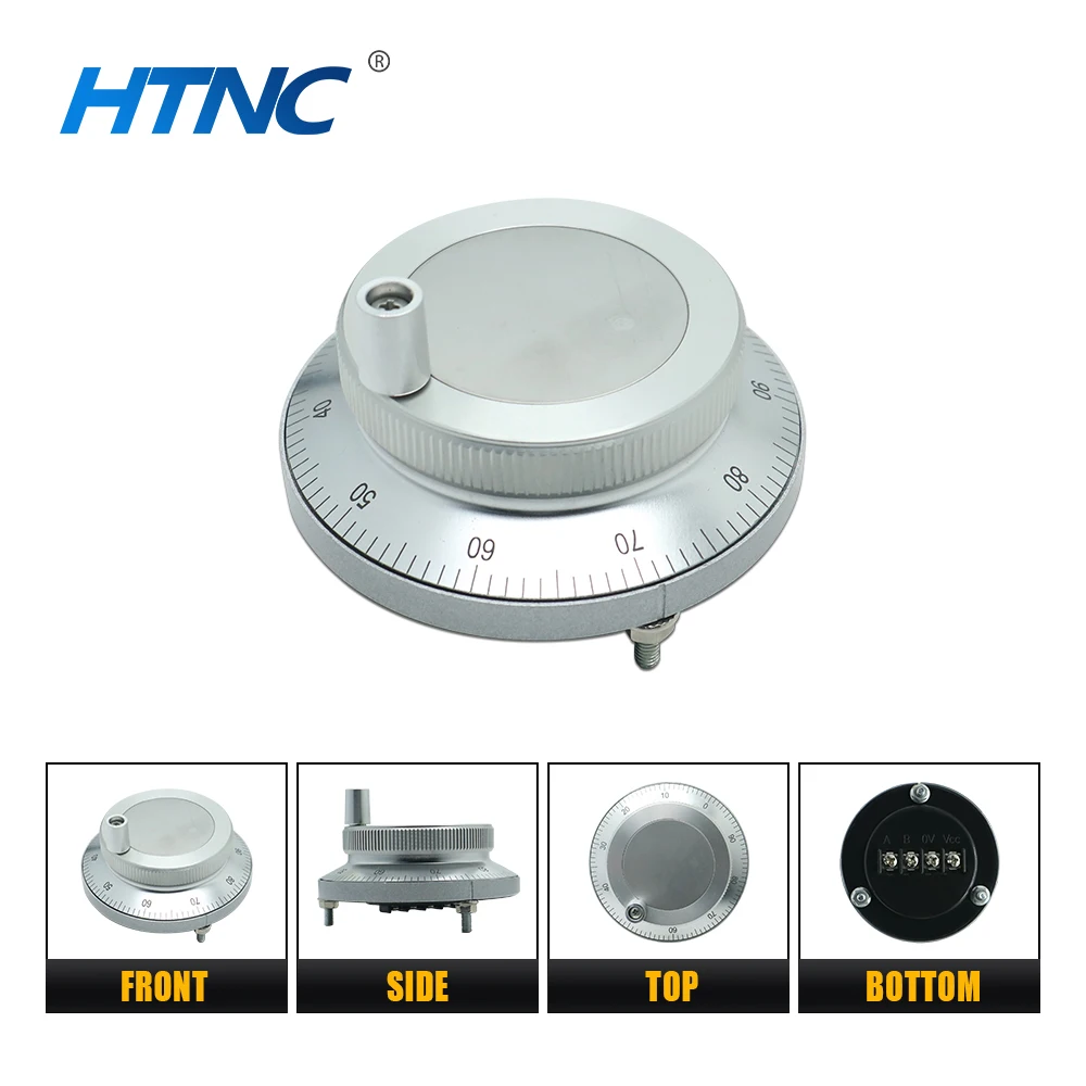 New Metal Handwheel 5v 24V 100 Pulse 6-terminal 4-terminal Pulse Generator Outer diameter of 61mm For CNC  Machining Center