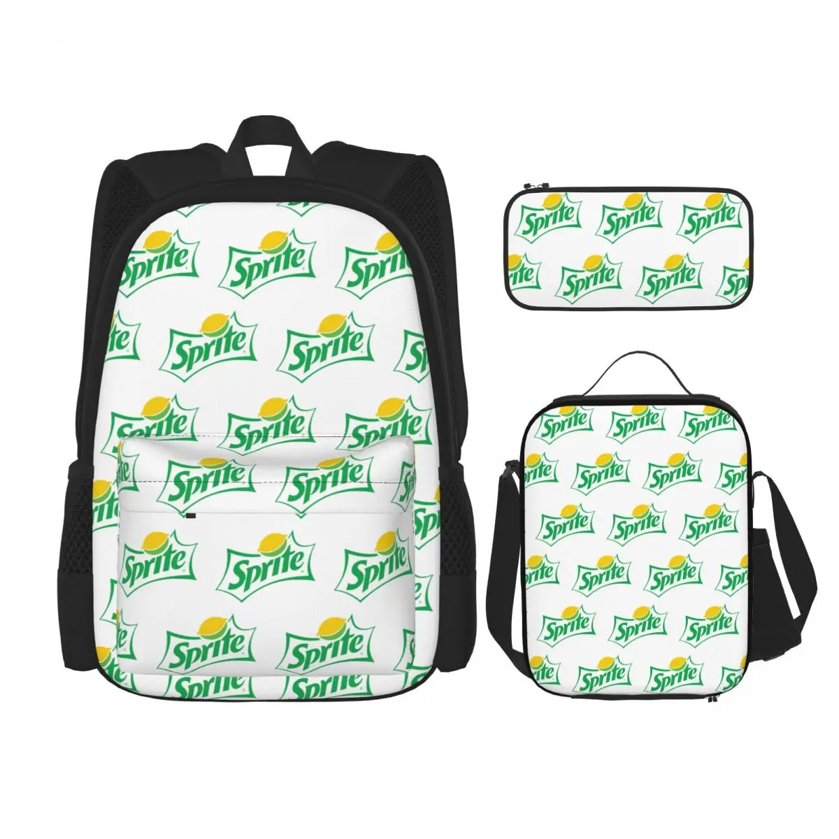 Sprite Original Logo Backpacks Children Bookbag School Bags Rucksack Lunch Bag Pen Bag Three-Piece Set