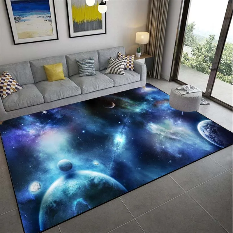 Grand tapis coloré imprimé en 3D Galaxy, étoile colorée, ciel, salon, polymères de sol, Doorvirus, cove, design