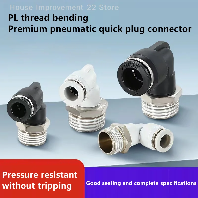 5 uds PL codo conector neumático PL8-02/4-M5/6-01/10-03/12-04 rosca macho conector rápido de aire manguera de empuje en forma de L