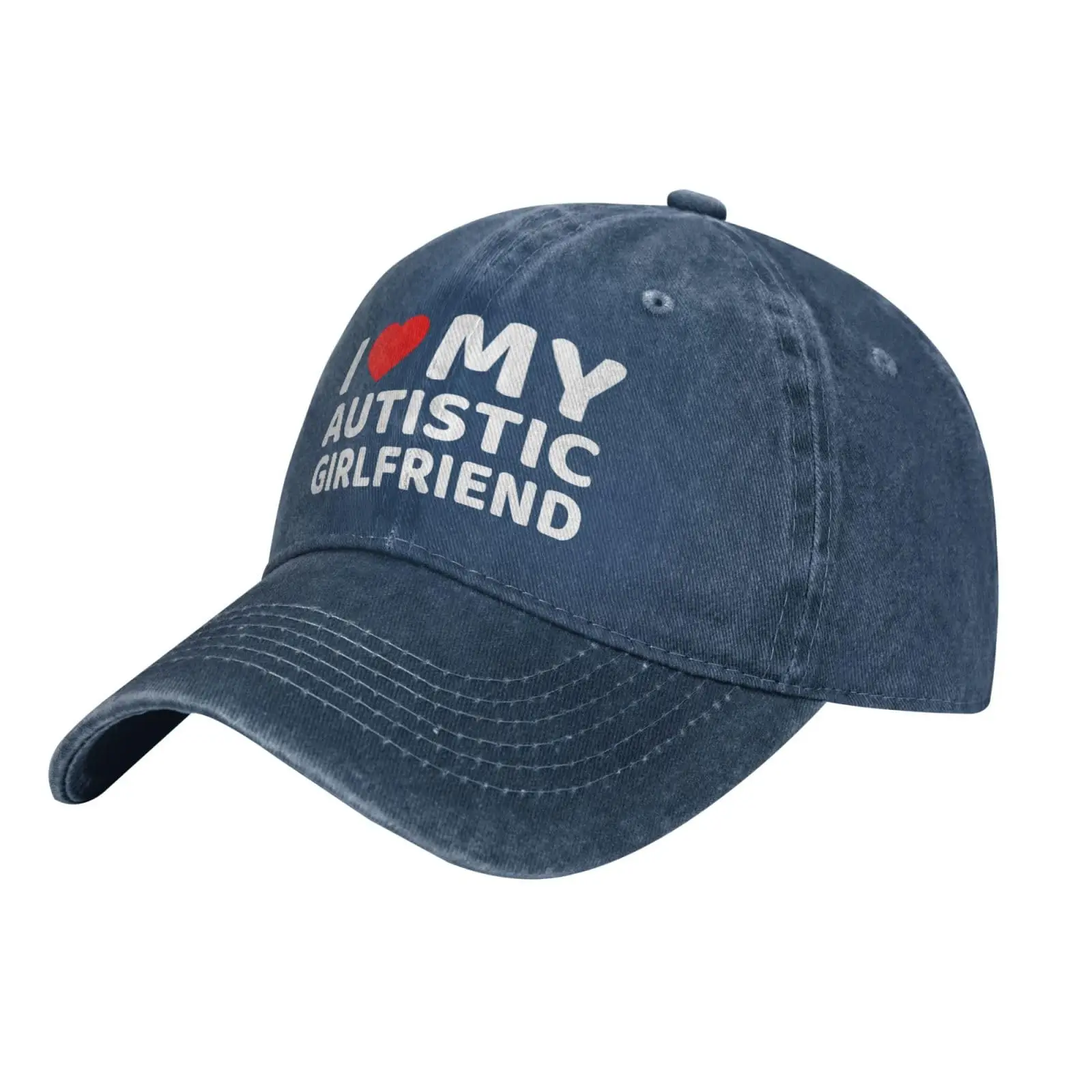 Mens Hat I Love My Autistic Girlfriend Lids Cap for Men's Retro Baseball Hats