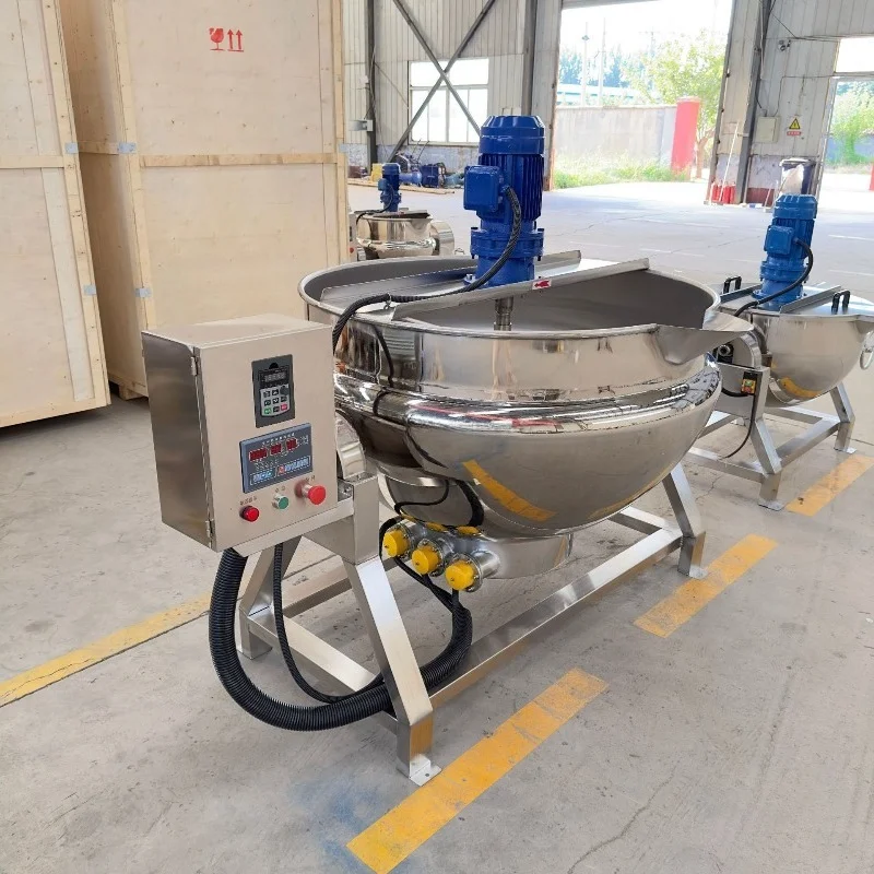 Stainless Steel Mini 50 1000 Liters Sugar Cooking Pot Steam Syrup Jacket Kettle Candy Cooking Pot with Blender Jacket Kettle