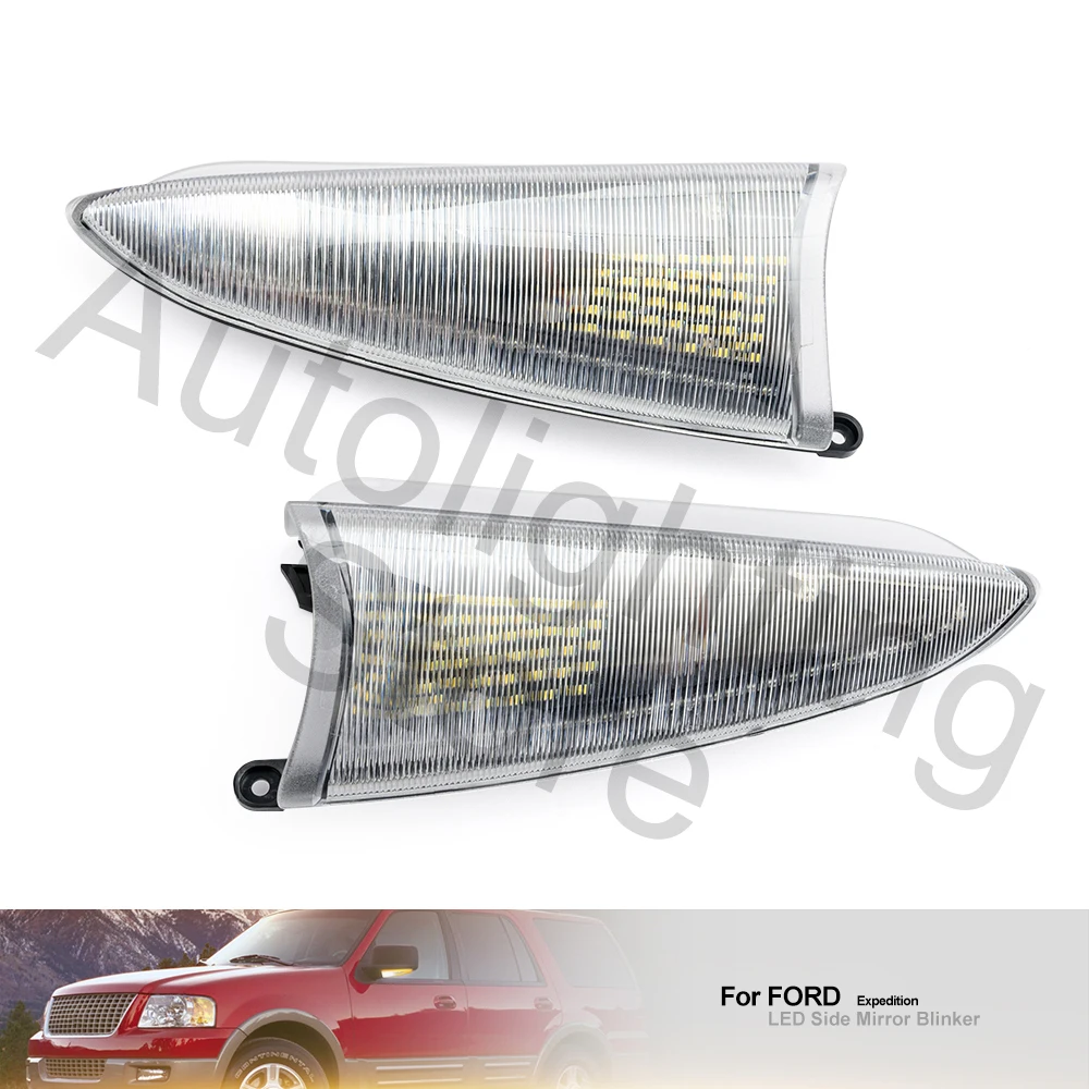 2PCS Dynamic LED amber Side marker Light For Ford Expedition 2003-2006 For Lincoln Navigator cover side mirror white puddle lamp