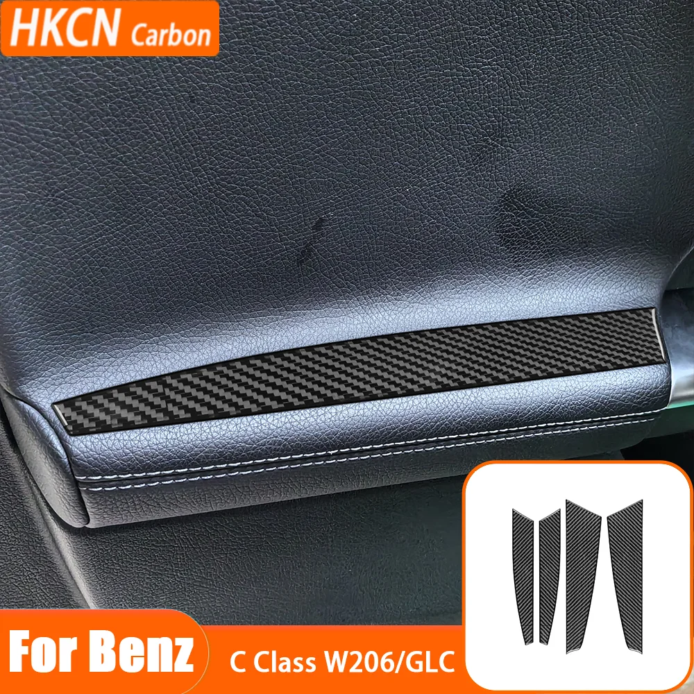 

For Benz C Class W206 2022—2024 GLC 2023 2024 Carbon Fiber Trim Door Armrest Panel Interior Cover Decals Sticker Modification