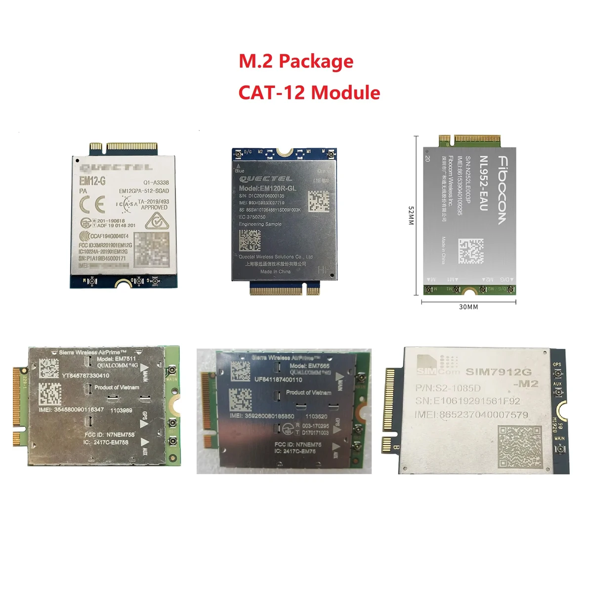 HOT! CAT12 M.2 module Quectel EM12-G EM120R-GL SIMCOM SIM7912G-M2  Sierra EM7565 EM7511
