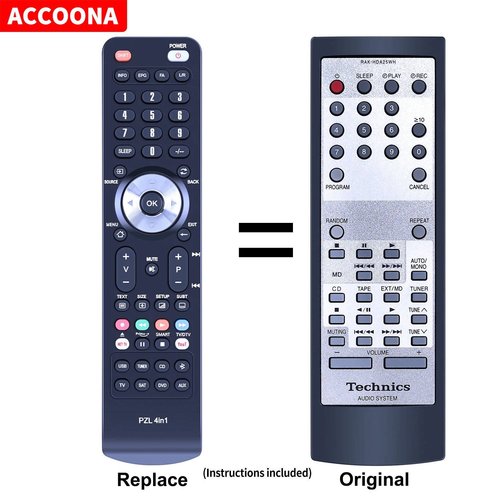 Remote control RAK-HDA25WH RAKHDA25WH for Technics SC-HD510 SCHD510