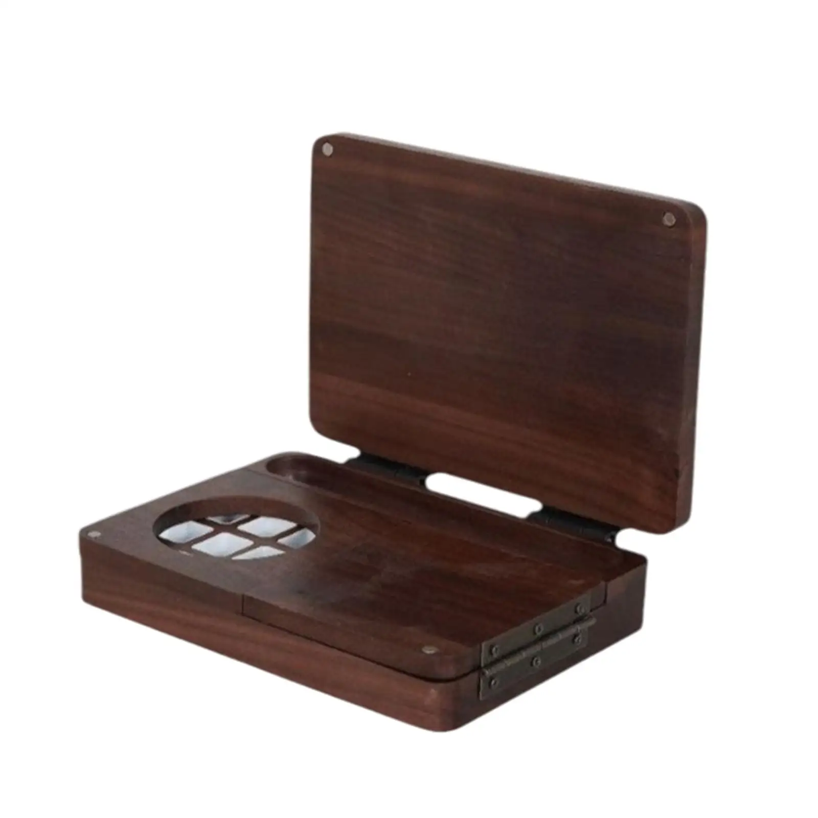 Wooden Empty Paint Palette Box with Lid for Watercolor Folding Travel Tray 24 Pan Mixing Wells for Artist DIY Craft Set