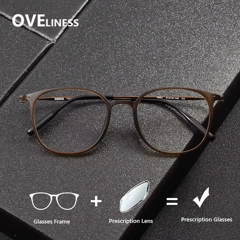 

2026 optical Acetate Titanium Glasses Frame Men Round myopia Prescription Eyeglasses Frame Women Eyewear spectacles