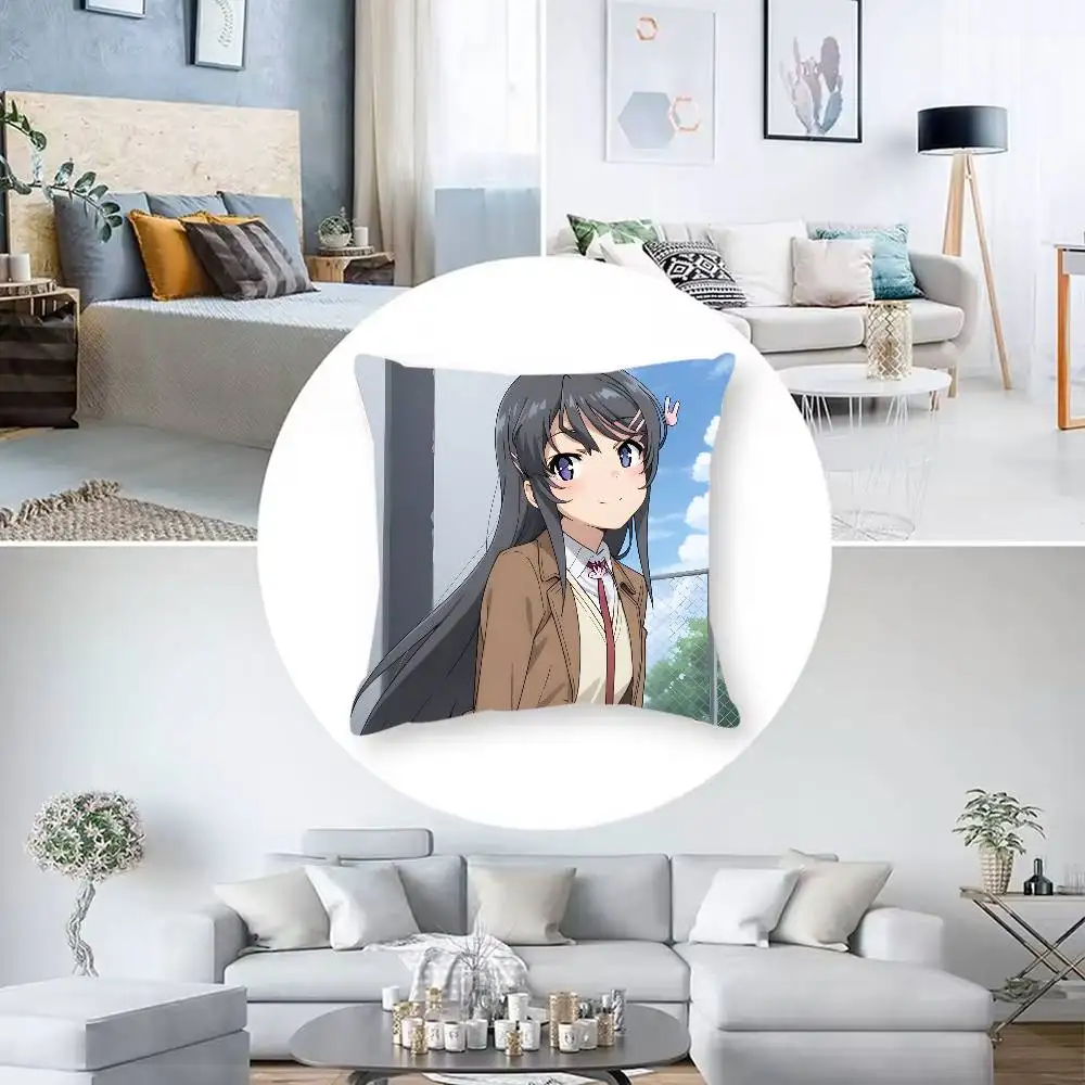Sexy Mai S-Sakurajima Pillow Case  Anti-dustmite Pillowcase Invisible Zipper Silky Short Plush Sofa Cushion Cover - view 3