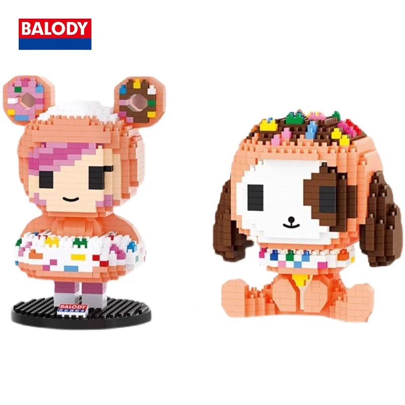 

BALODY Kawaii, мультяшный блок-пазл, оригинальный пончик, собака, серия, конфетные цвета, дизайн, настольное украшение, подарок на выпускной