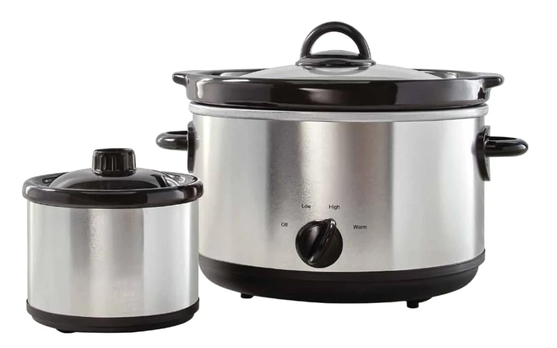 SCR503SP 5-Quart Smudgeproof Round Manual Slow Cooker with Dipper, Silver