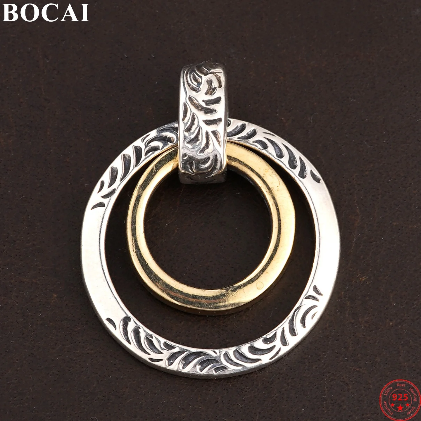 

BOCAI S925 Sterling Silver Pendants for Women Men Retro Eternal Rattan Pattern Interlocking Rings Charm Amulet Jewelry Wholesale