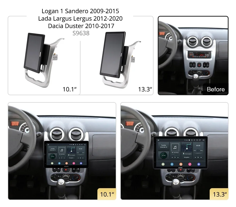 Tesla gaya PX6 DSP 13.3 "Android 10.0 pemutar DVD mobil Radio navigasi GPS untuk Renault Logan Dacia Duster Lada Largus 2009-2020