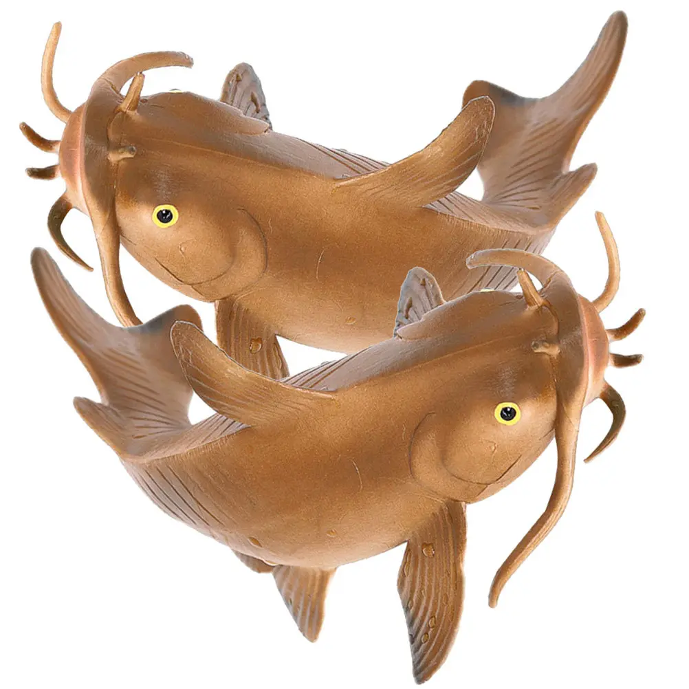 

2Pcs Imitated Catfish Ornament Creative Children Early Education Kids Cognitive Simulation Plastic Catfish Decorative Fish