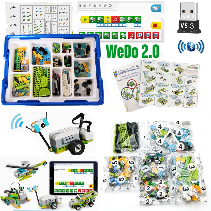 NEU Technisches WeDo 2.0 Core Lernset Bausteine mit Buch DIY Teile 45300 Scratch 3.0 Kinderspielzeug Weihnachtsgeschenke – Detail 1