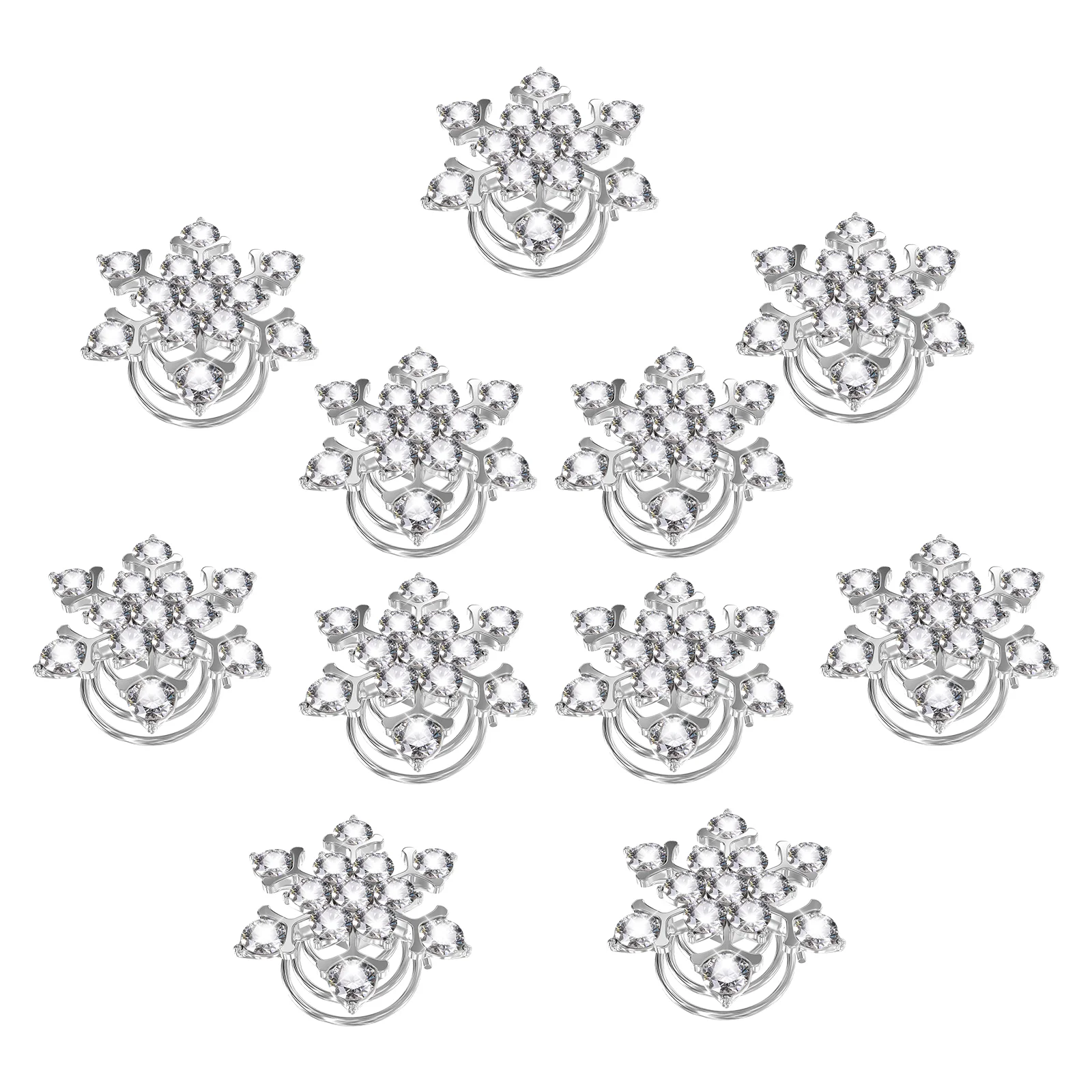 

10 Pcs Hair Barrettes Snowflake Spiral Pin Rhinestone Accessories for Women Headgear Holiday Clips Girls Miss