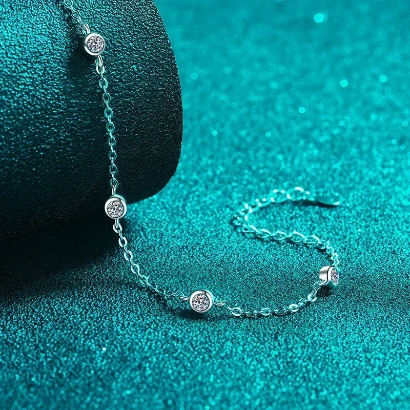 Classic PT950 Cat Eye Moissanite Bracelet for Women, Sparkling Luxury Bracelets Chain Jewelry Birthday Gifts