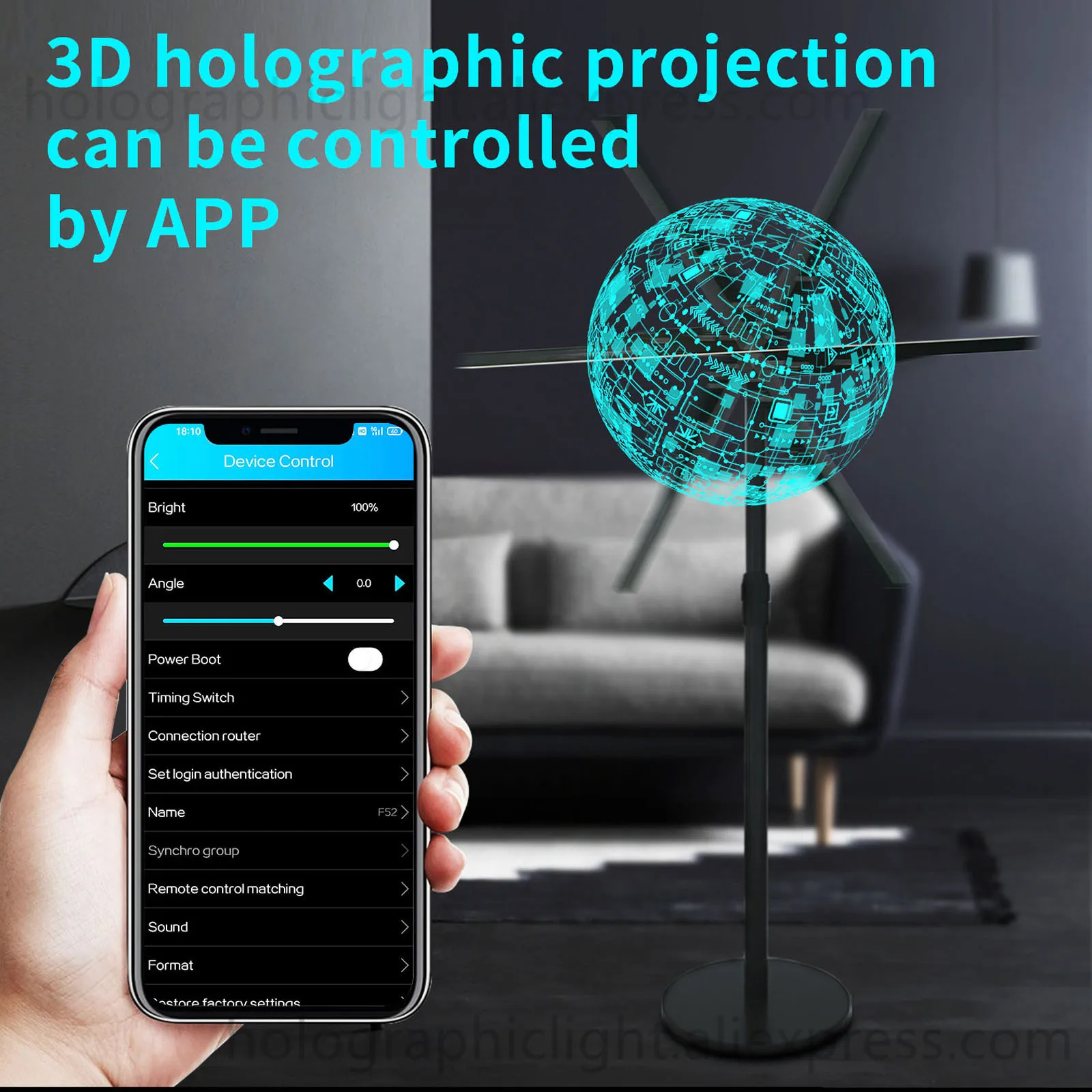 Wifi 3D Hologram Projector Fan Remote Control Commercial Advertising Display Hologram Projector Transmit Picture Video 3D Fan