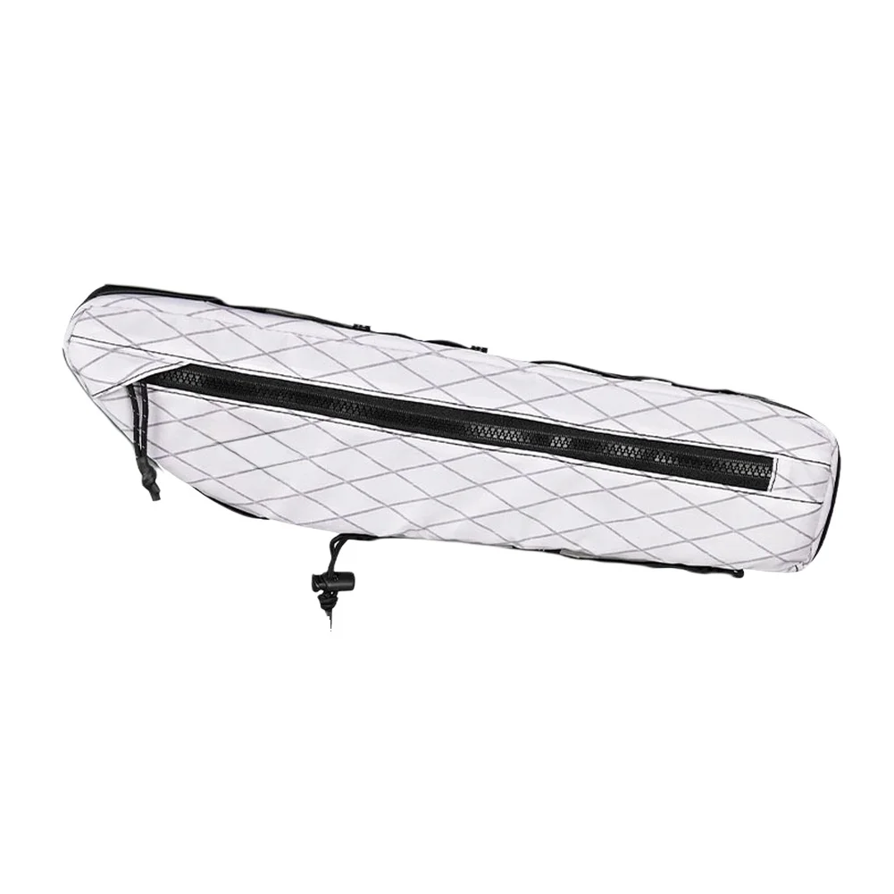 Nylon Cycle Pouch White Bike Top Tube Bag Large Capacity Design Tear Resistant Fabric Adjustable Mounting Straps
