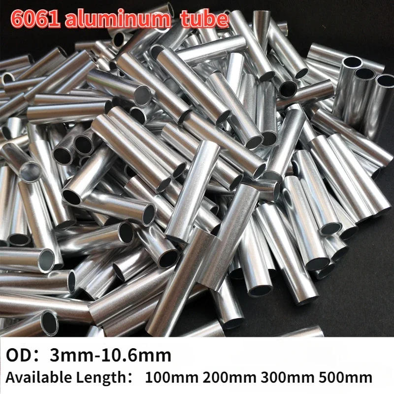 1piece 6061 Aluminum Alloy Tube DIY Pipe OD3mm-10.6mm  Length 100mm 200mm 300mm 500mm  AL Pipe  Thickness 0.5/1/1.5/2/2.5/3/4mm