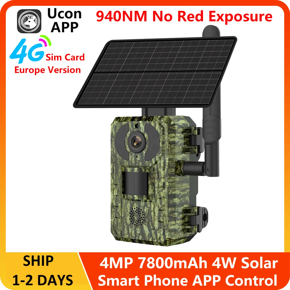 

UCON EU 4MP 4W Outdoor Wildlife 7800mAh Battery Motion Activated Trigger Waterproof Hunting Trail Camera 4G with Night Vision