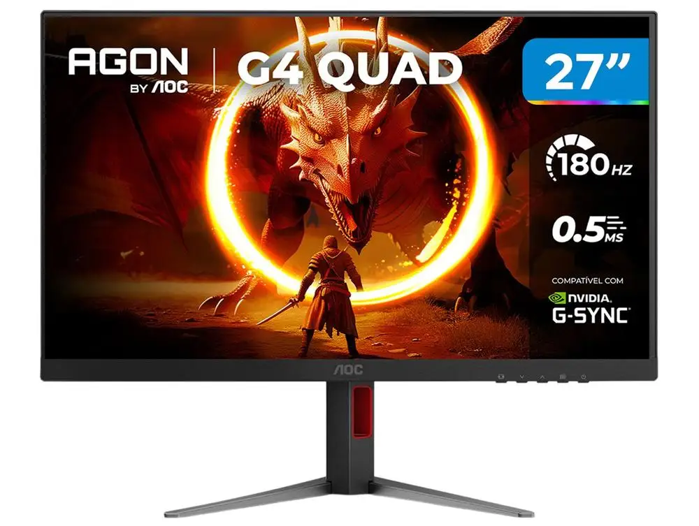 Monitor Gamer AOC Gaming Q27G4F 27" QHD 180Hz IPS 0,5ms HDMI G-Sync Q27G4F/57 - Bivolt