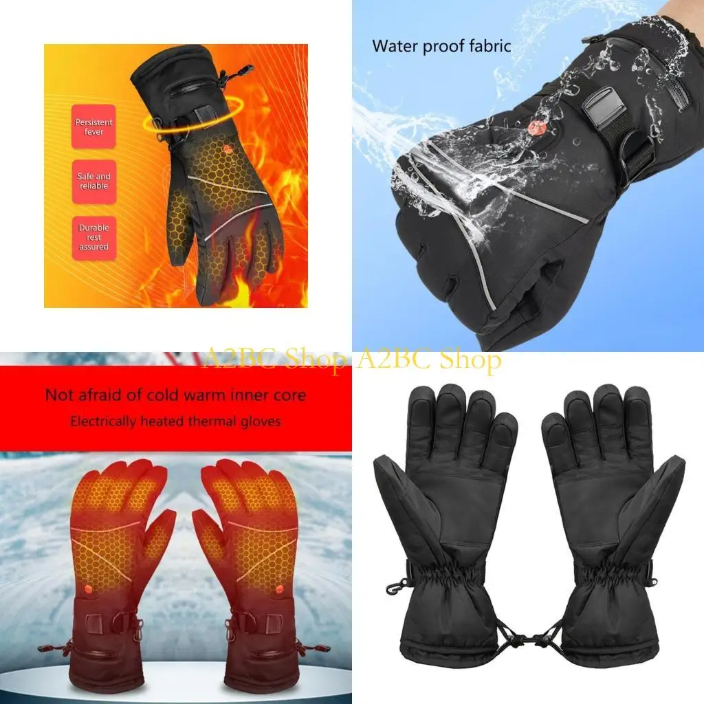 A2BC Temperature Adjustable Heated Gloves Waterproof Gloves Windproof Glove for Men