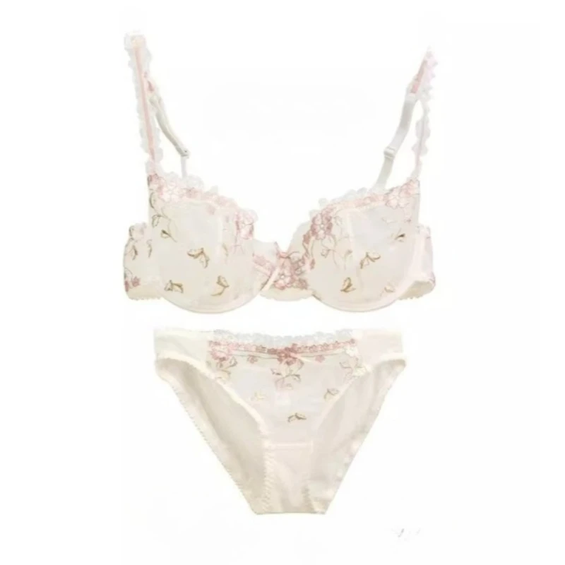 

Сексуальный комплект бюстгальтера-минимайзера во французском стиле | Бюстгальтер-бралетт BANERDANNI ABC без подкладки, кружевной, полуслип, для большой груди, без уплотнителей, тонкий, прозрачный, против провисания